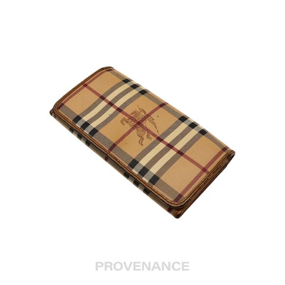 🔴 Burberry Long Snap Wallet - Haymarket Check Brown - Picture 3 of 12